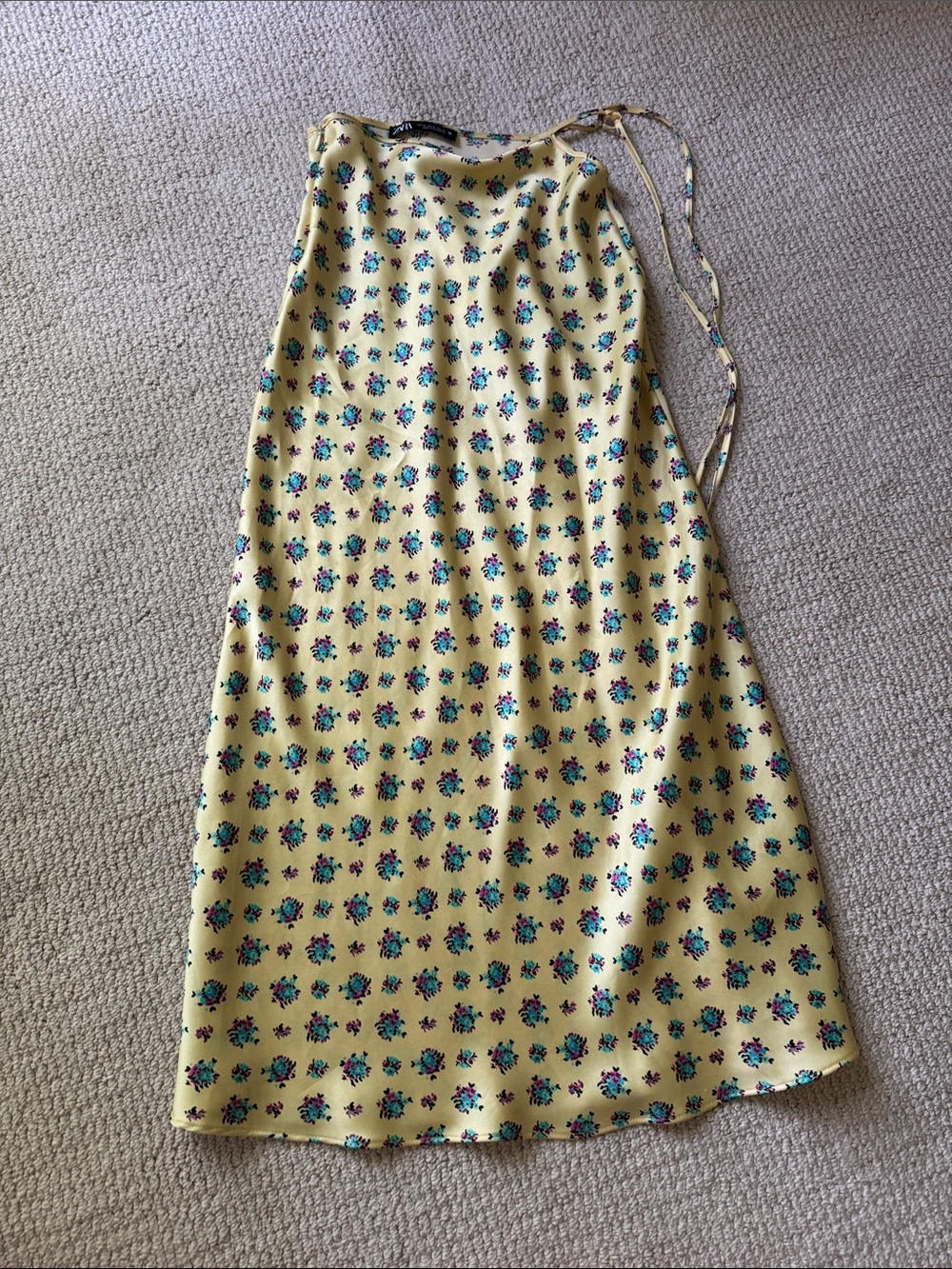 Yellow Floral Side-Tie Skirt